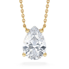 Wanderlust Floating Pear Cut Lab Diamond Solitaire Necklace 2.00ct H/SI in 9K Gold