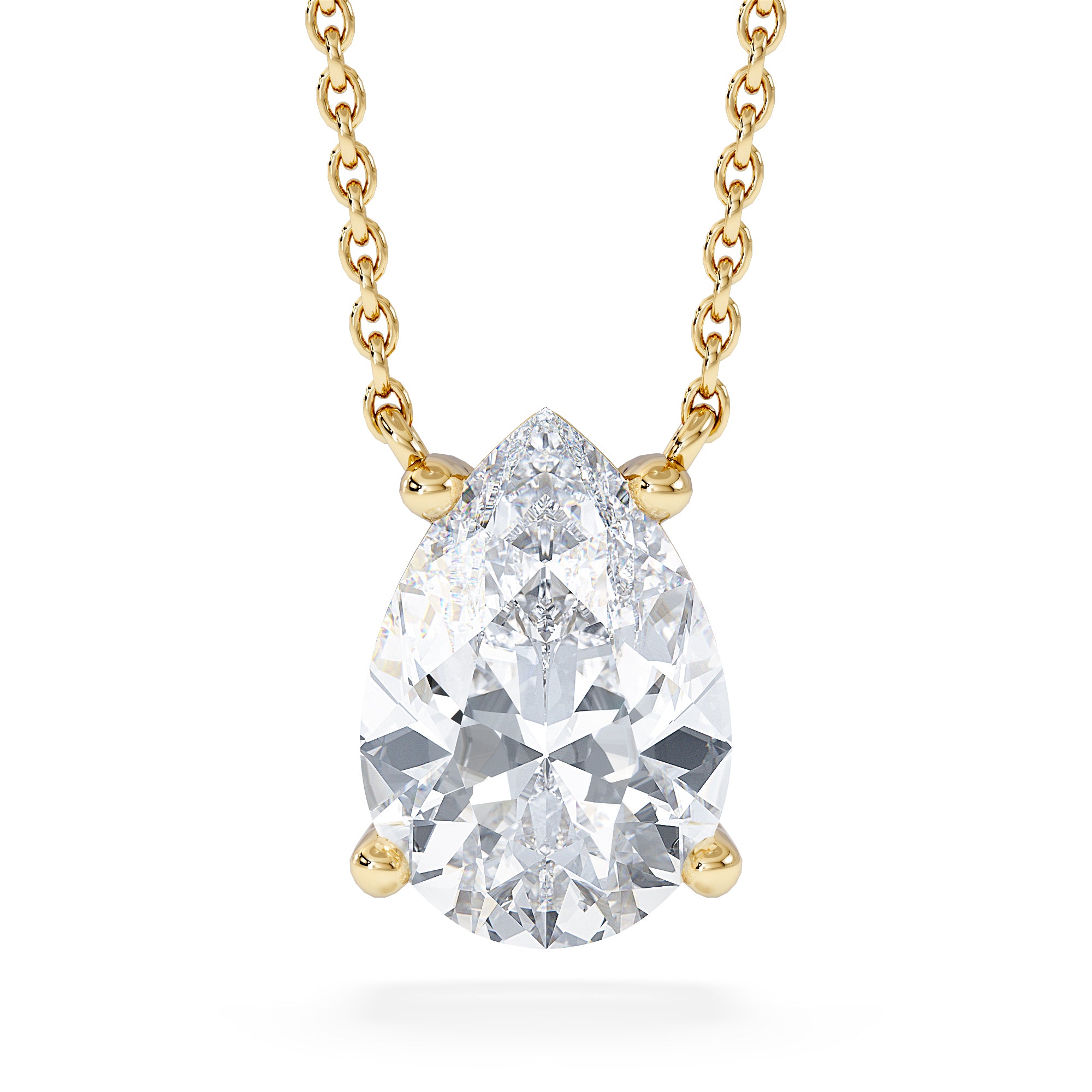 Wanderlust Floating Pear Cut Lab Diamond Solitaire Necklace 2.00ct H/SI in 9K Gold,Premium