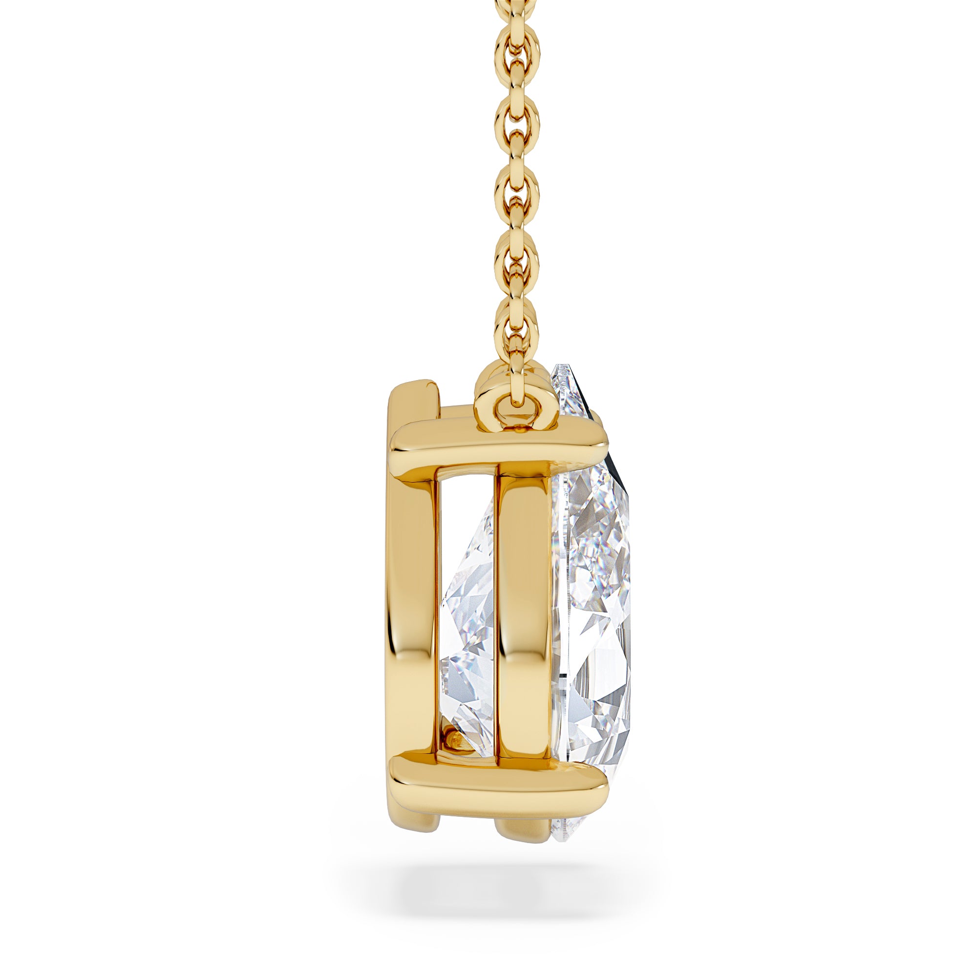 Wanderlust Floating Pear Cut Lab Diamond Solitaire Necklace 2.00ct H/SI in 9K Gold,Premium