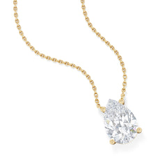 Wanderlust Floating Pear Cut Lab Diamond Solitaire Necklace 2.00ct H/SI in 9K Gold