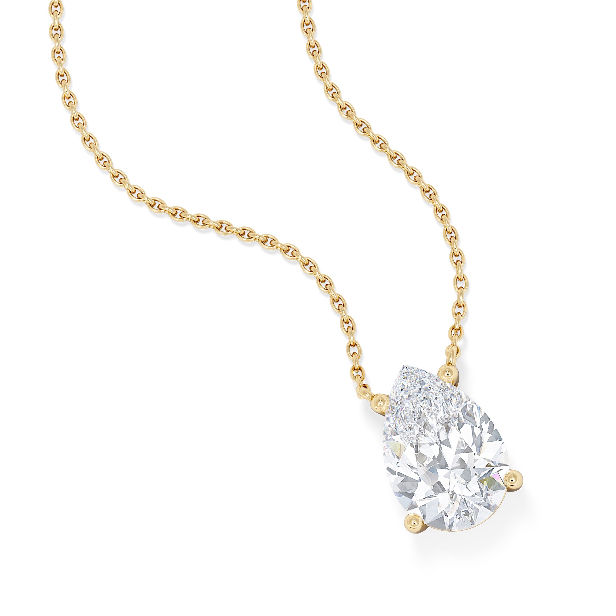 Wanderlust Floating Pear Cut Lab Diamond Solitaire Necklace 2.00ct H/SI in 9K Gold,Premium