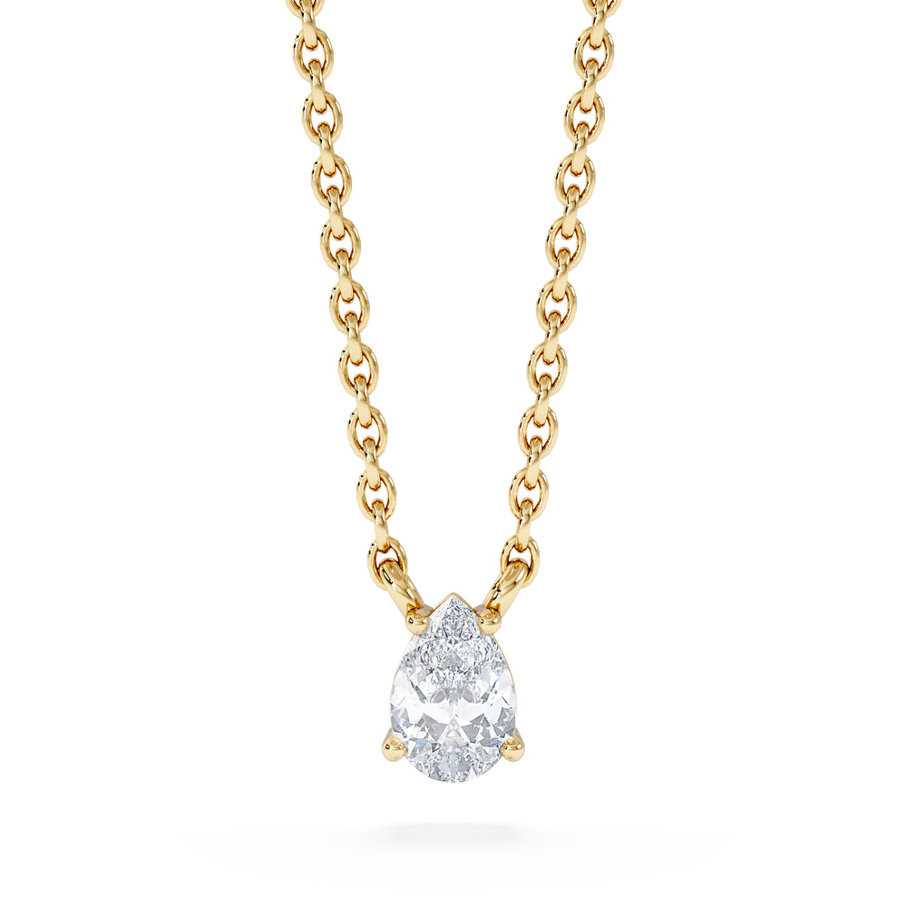Wanderlust Floating Pear Cut Lab Diamond Solitaire Necklace 0.25ct H/SI in 18K Gold Vermeil