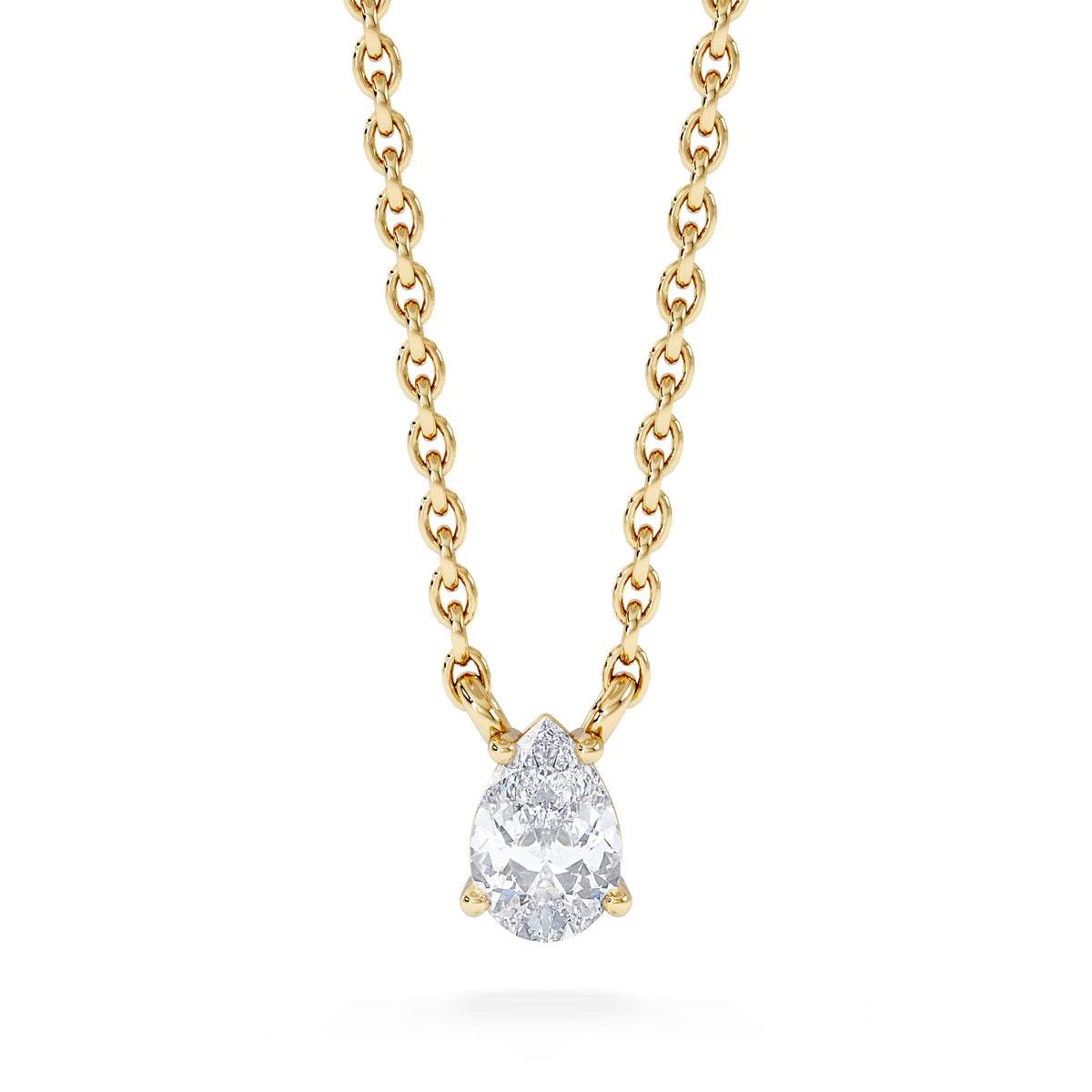 Wanderlust Floating Pear Cut Lab Diamond Solitaire Necklace 0.25ct H/SI in 18K Gold Vermeil
