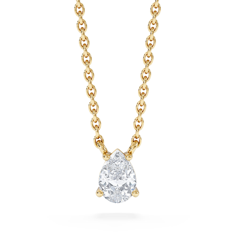 Wanderlust Floating Pear Cut Lab Diamond Solitaire Necklace 0.33ct H/SI in 18K Gold Vermeil