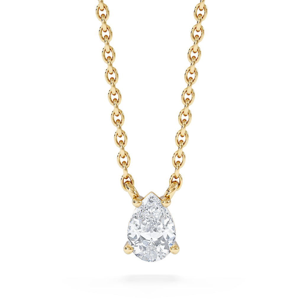 Wanderlust Floating Pear Cut Lab Diamond Solitaire Necklace 0.33ct H/SI in 18K Gold Vermeil