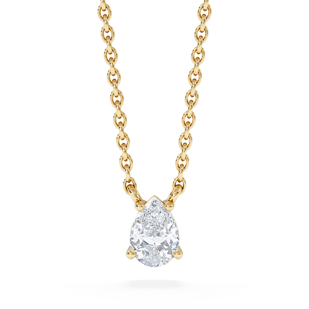 Wanderlust Floating Pear Cut Lab Diamond Solitaire Necklace 0.33ct H/SI in 18K Gold Vermeil