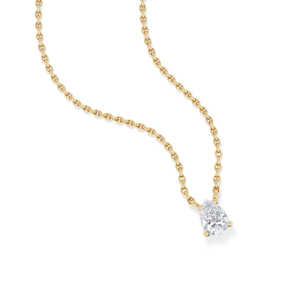 Wanderlust Floating Pear Cut Lab Diamond Solitaire Necklace 0.33ct H/SI in 18K Gold Vermeil