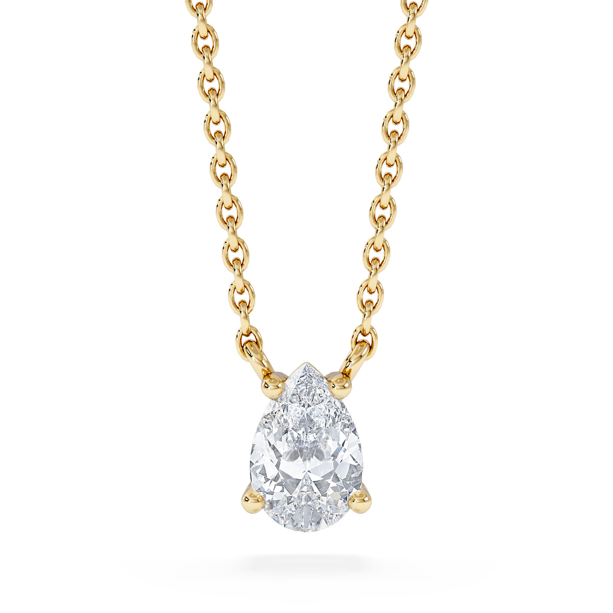 Wanderlust Floating Pear Cut Lab Diamond Solitaire Necklace 0.50ct H/SI in 9K Gold