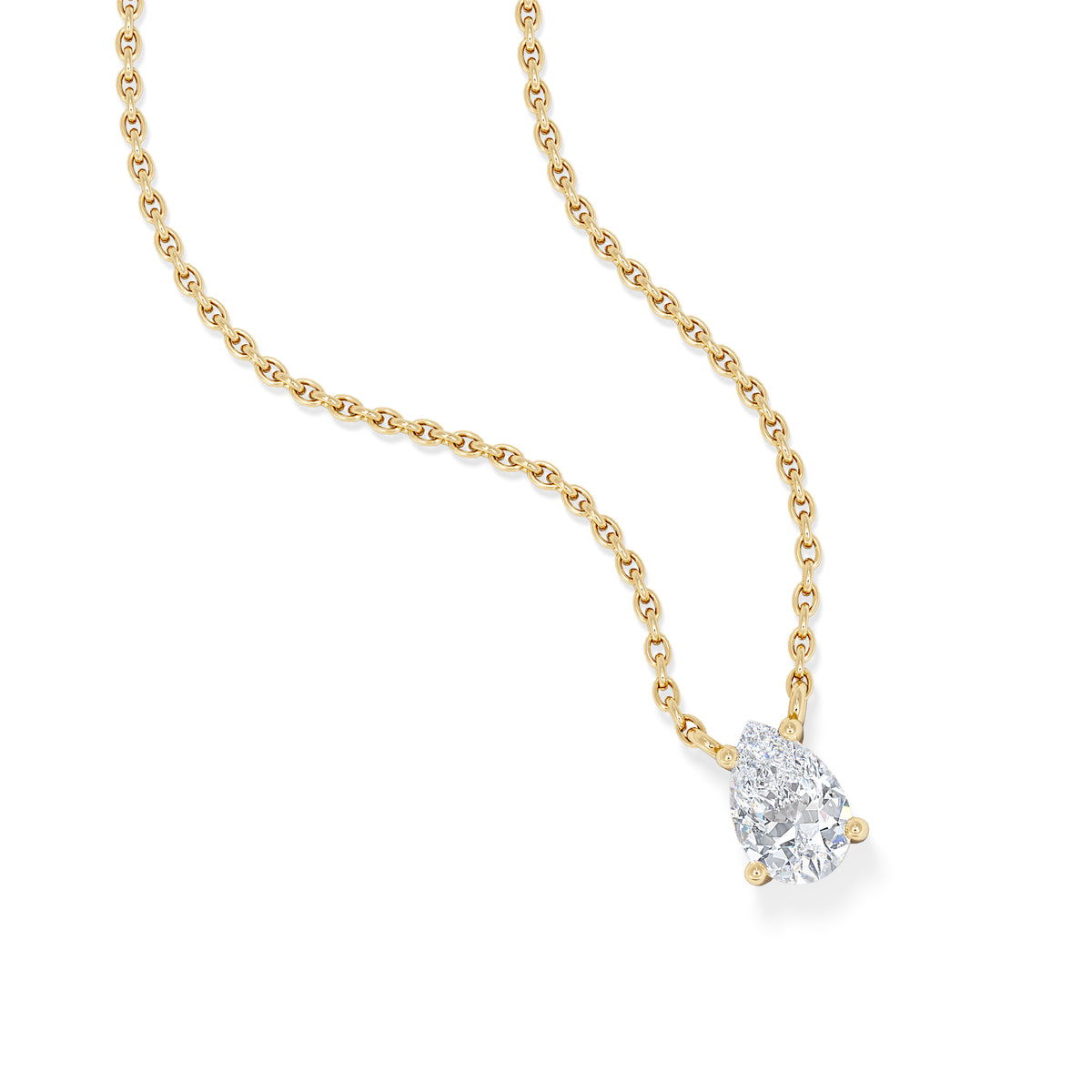 Wanderlust Floating Pear Cut Lab Diamond Solitaire Necklace 0.50ct H/SI in 9K Gold