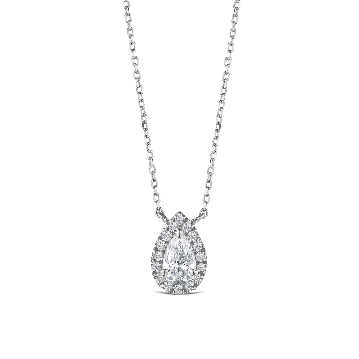 Lumia Pear Cut Lab Diamond Halo Pendant 0.65ct F/VS in 9K White Gold
