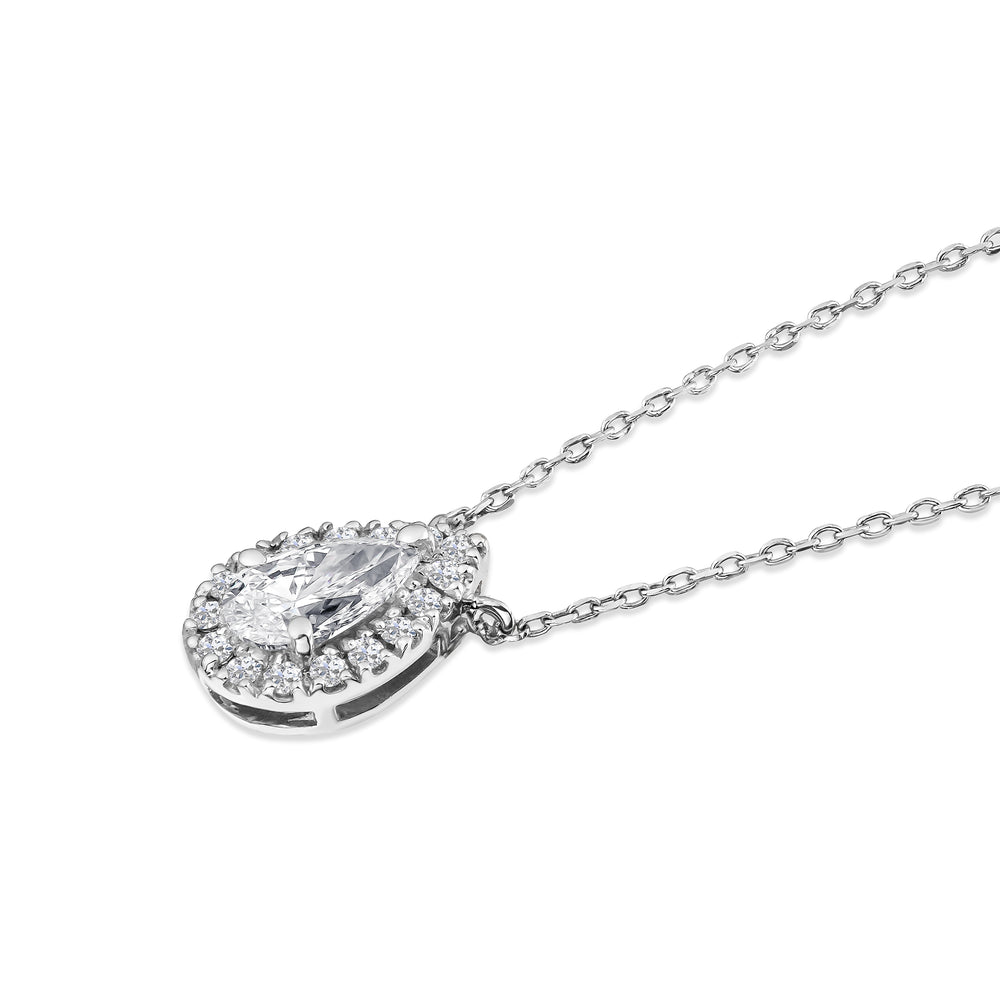 Lumia Pear Cut Lab Diamond Halo Pendant 0.65ct F/VS in 9K White Gold