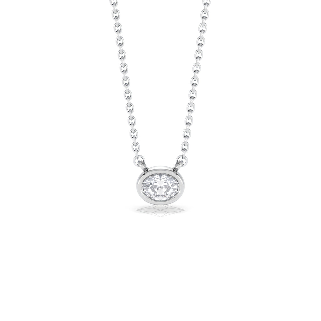 Horizon Oval Cut Lab Diamond Solitaire Necklace 0.25ct H/SI in 925 Silver