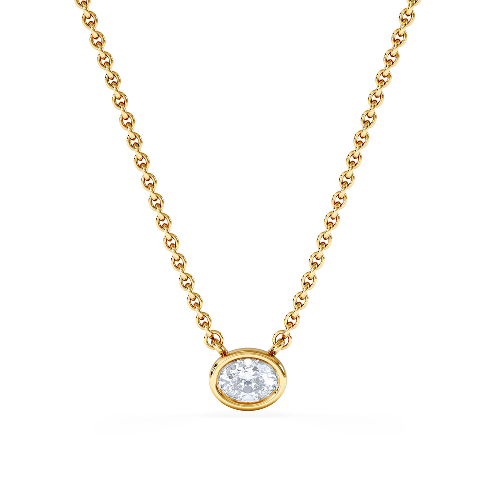 Horizon Oval Cut Lab Diamond Solitaire Necklace 0.25ct H/SI in 18k Gold Vermeil