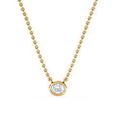 Horizon Oval Cut Lab Diamond Solitaire Necklace 0.25ct H/SI in 18k Gold Vermeil