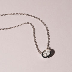 Horizon Oval Cut Lab Diamond Solitaire Necklace 0.50ct H/SI in 9K White Gold