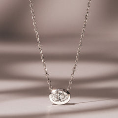 Horizon Oval Cut Lab Diamond Solitaire Necklace 0.50ct H/SI in 9K White Gold