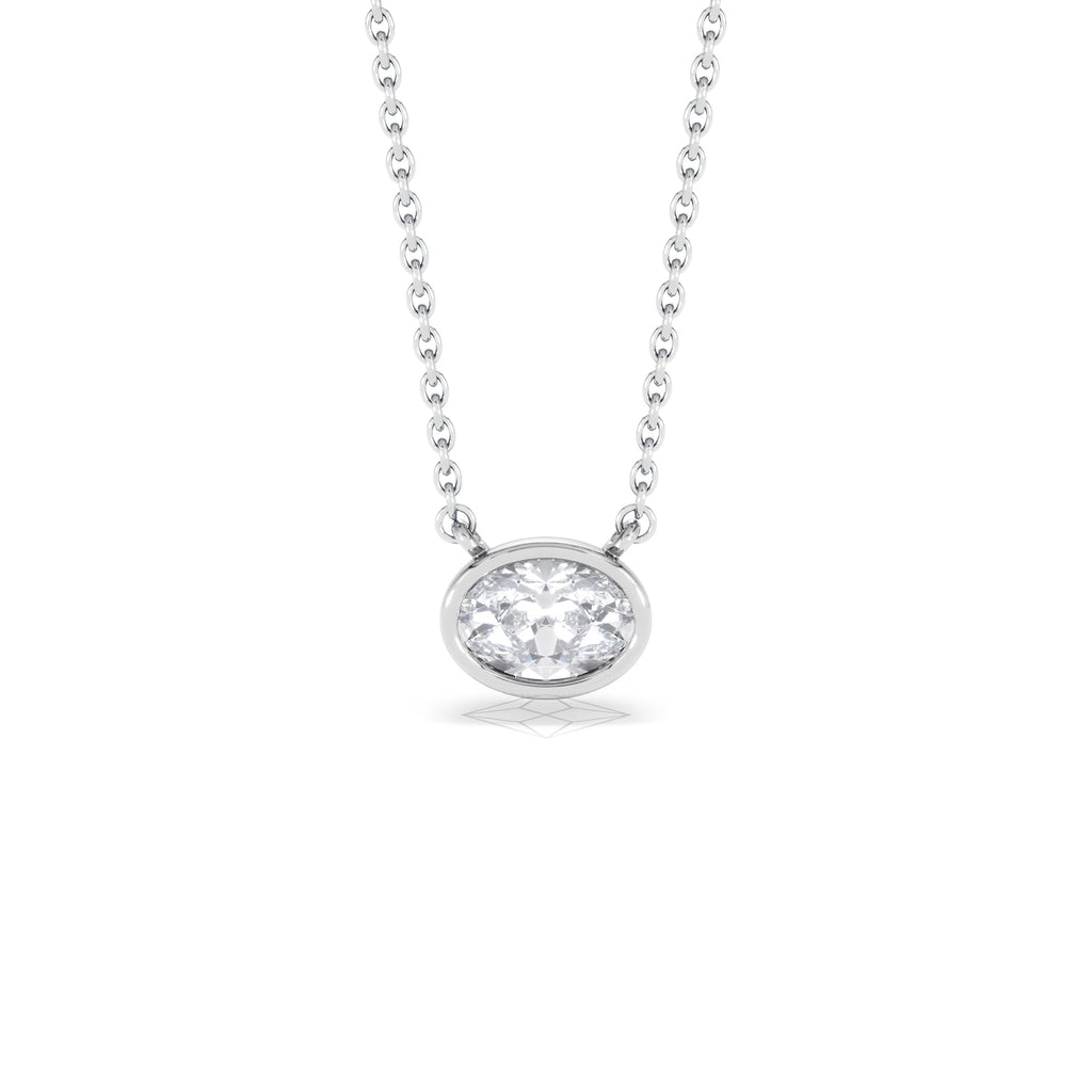 Horizon Oval Cut Lab Diamond Solitaire Necklace 0.50ct H/SI in 9K White Gold