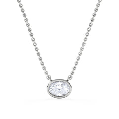 Horizon Oval Cut Lab Diamond Solitaire Necklace 0.50ct H/SI in 9K White Gold