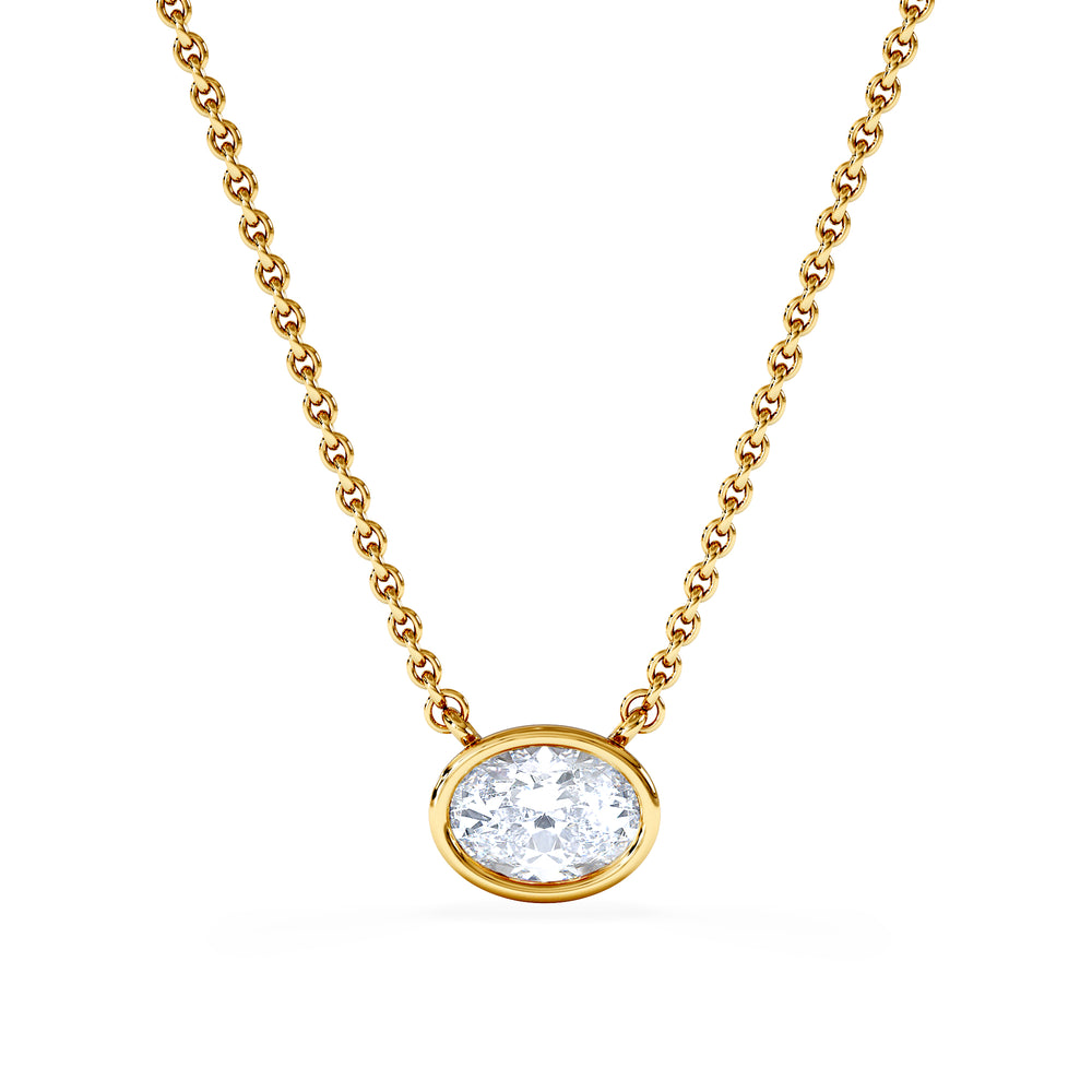Horizon Oval Cut Lab Diamond Solitaire Necklace 0.50ct H/SI in 9K Gold