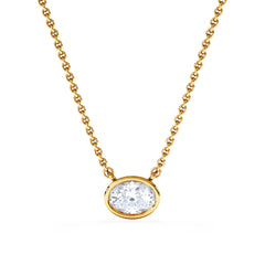 Horizon Oval Cut Lab Diamond Solitaire Necklace 0.50ct H/SI in 9K Gold