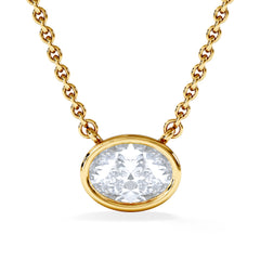 Horizon Oval Cut Lab Diamond Solitaire Necklace 0.50ct H/SI in 9K Gold