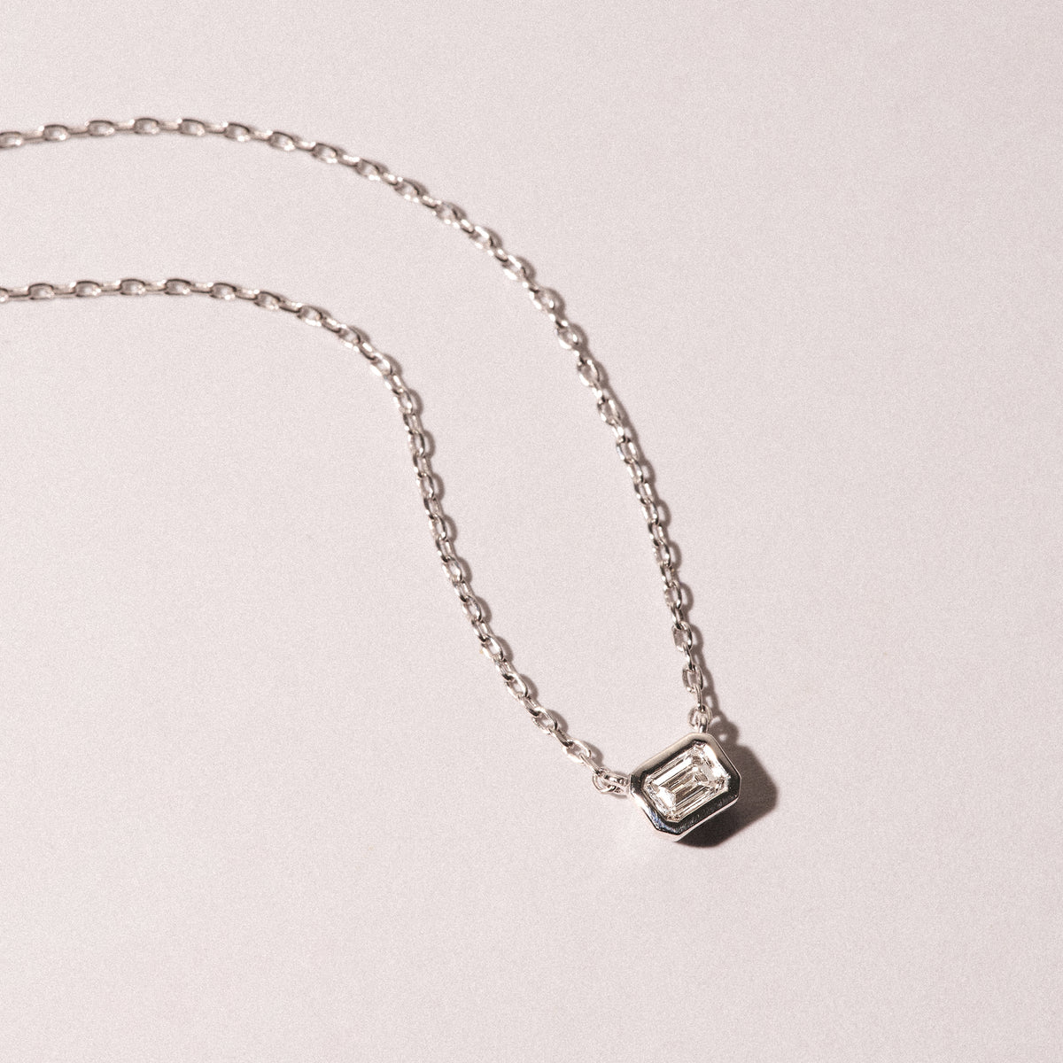 Horizon Emerald Cut Lab Diamond Solitaire Necklace 0.25ct H/SI in 925 Silver