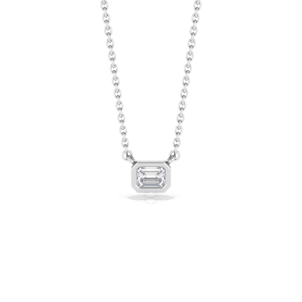 Horizon Emerald Cut Lab Diamond Solitaire Necklace 0.25ct H/SI in 9K White Gold