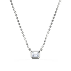 Horizon Emerald Cut Lab Diamond Solitaire Necklace 0.25ct H/SI in 925 Silver