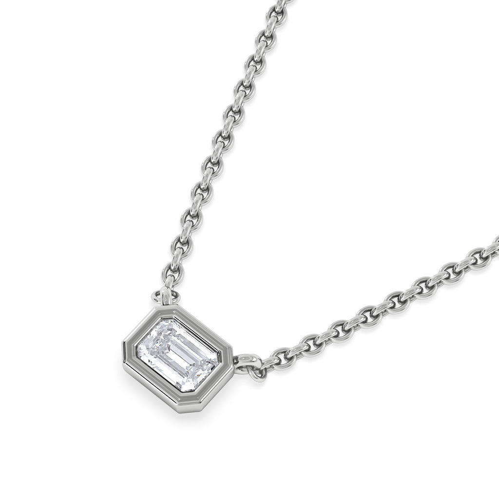Horizon Emerald Cut Lab Diamond Solitaire Necklace 0.25ct H/SI in 925 Silver