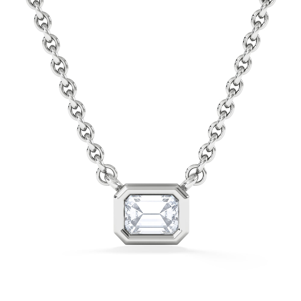 Horizon Emerald Cut Lab Diamond Solitaire Necklace 0.25ct H/SI in 925 Silver