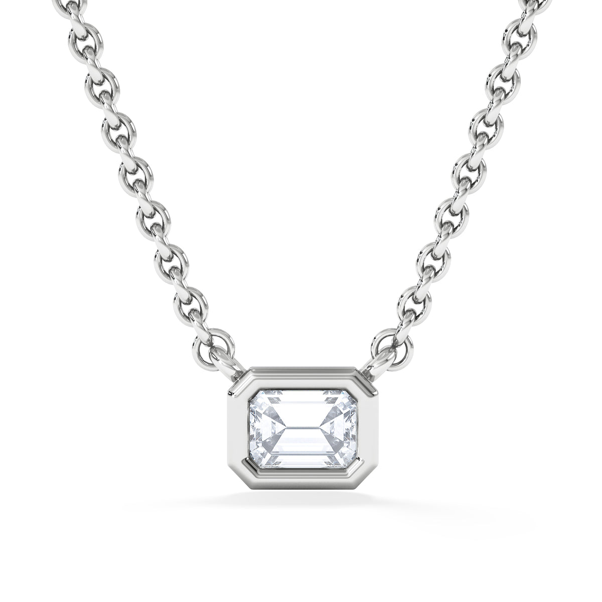 Horizon Emerald Cut Lab Diamond Solitaire Necklace 0.25ct H/SI in 925 Silver