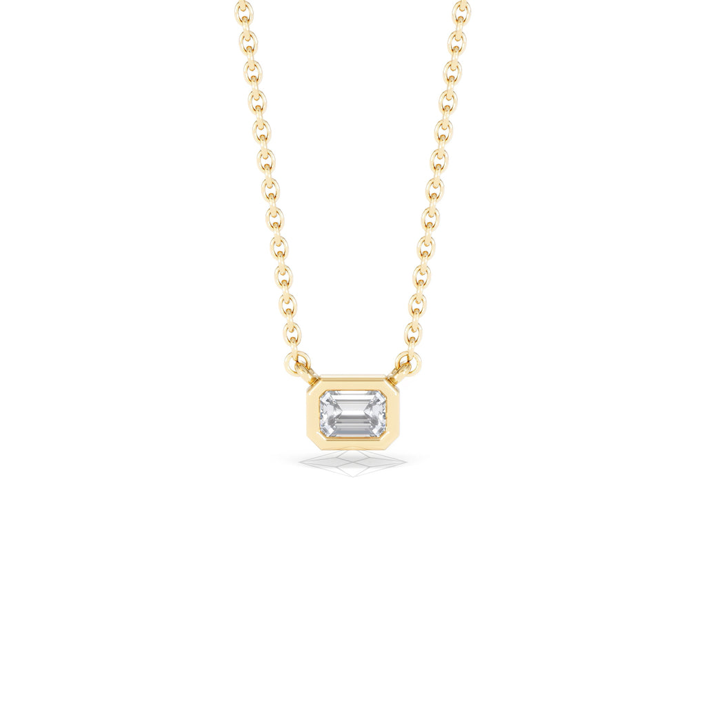 Horizon Emerald Cut Lab Diamond Solitaire Necklace 0.25ct H/SI in 9K Gold