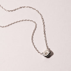 Horizon Emerald Cut Lab Diamond Solitaire Necklace 0.50ct H/SI in 9K White Gold