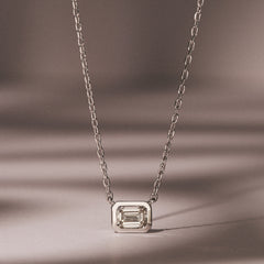 Horizon Emerald Cut Lab Diamond Solitaire Necklace 0.50ct H/SI in 9K White Gold