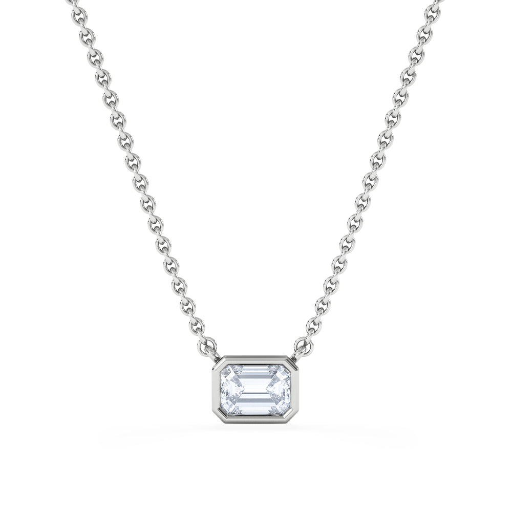Horizon Emerald Cut Lab Diamond Solitaire Necklace 0.50ct H/SI in 9K White Gold