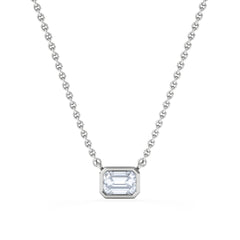 Horizon Emerald Cut Lab Diamond Solitaire Necklace 0.50ct H/SI in 9K White Gold
