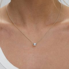 Horizon Emerald Cut Lab Diamond Solitaire Necklace 0.50ct H/SI in 9K White Gold