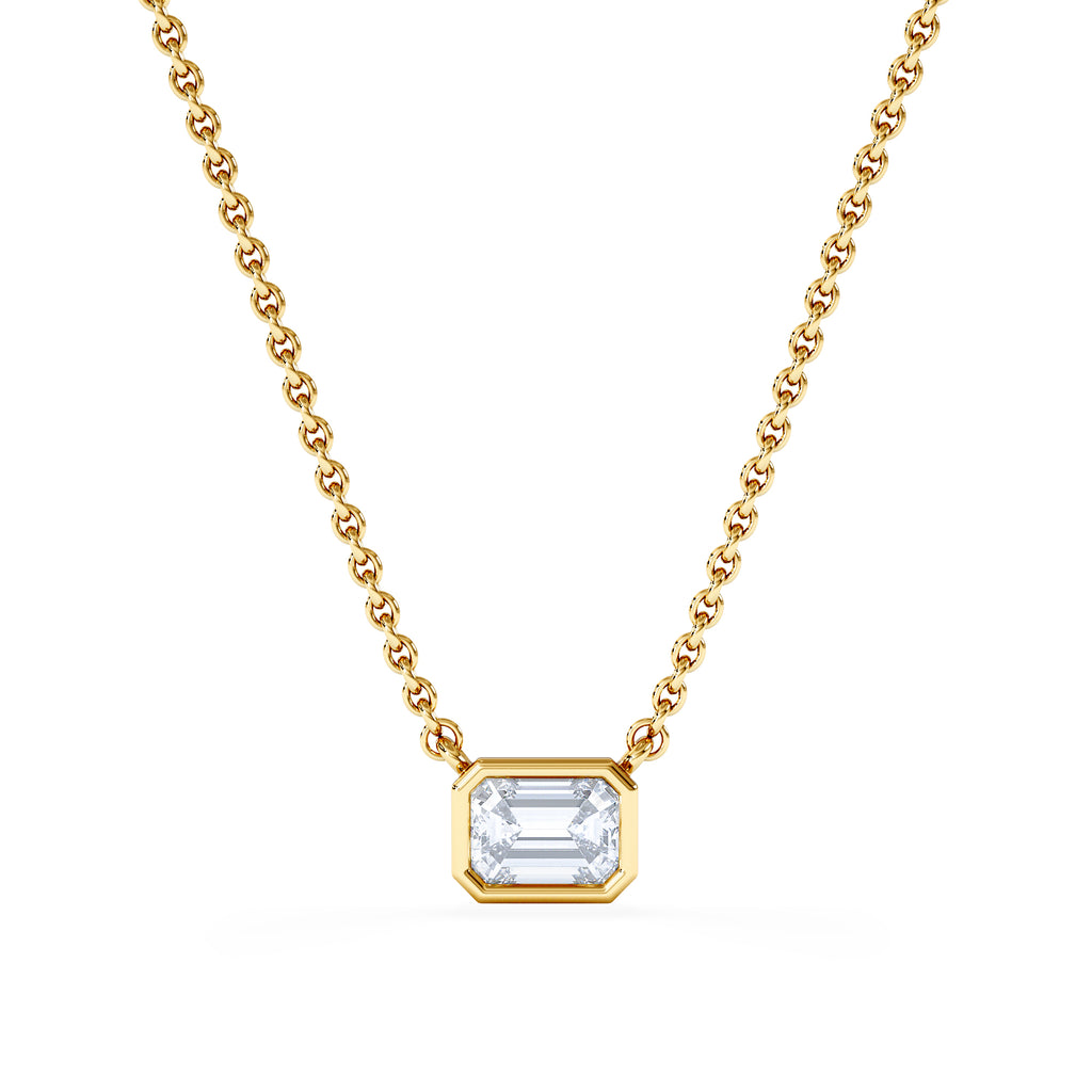 Horizon Emerald Cut Lab Diamond Solitaire Necklace 0.50ct H/SI in 9K Gold