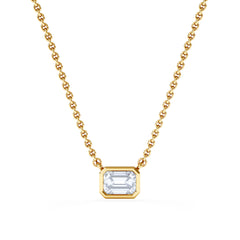 Horizon Emerald Cut Lab Diamond Solitaire Necklace 0.50ct H/SI in 9K Gold