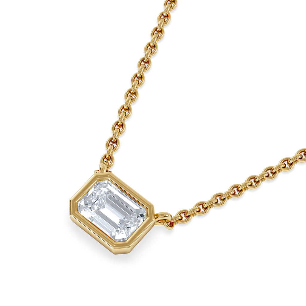 Horizon Emerald Cut Lab Diamond Solitaire Necklace 0.50ct H/SI in 9K Gold