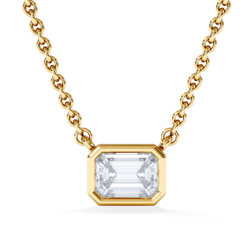 Horizon Emerald Cut Lab Diamond Solitaire Necklace 0.50ct H/SI in 9K Gold