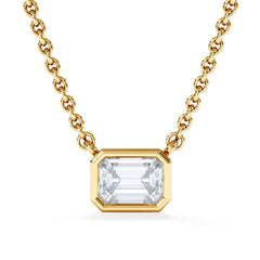Horizon Emerald Cut Lab Diamond Solitaire Necklace 0.50ct H/SI in 9K Gold