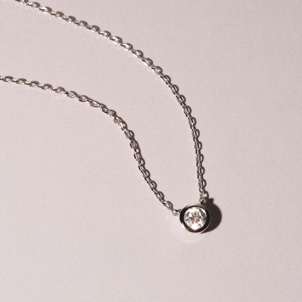 Horizon Round Cut Lab Diamond Solitaire Necklace 0.25ct H/SI in 925 Silver