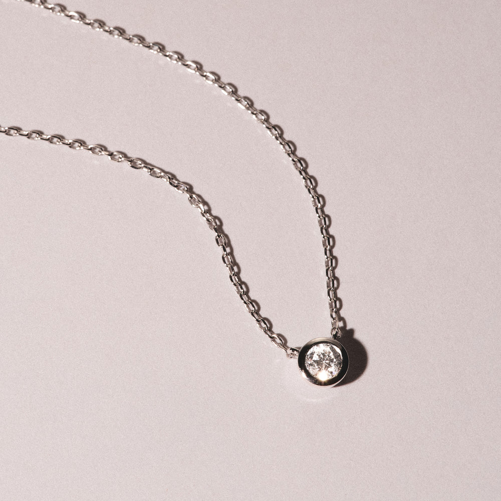 Horizon Round Cut Lab Diamond Solitaire Necklace 0.25ct H/SI in 9K White Gold