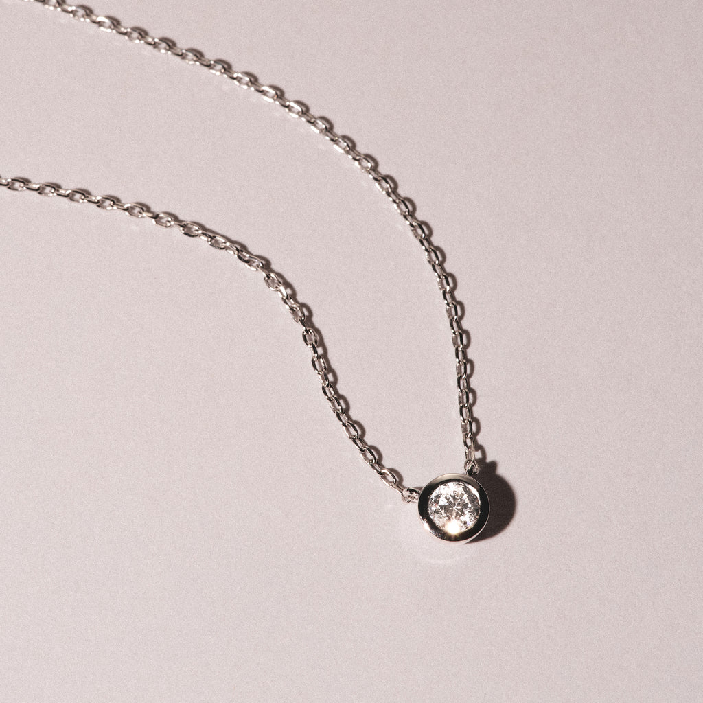 Horizon Round Cut Lab Diamond Solitaire Necklace 0.25ct H/SI in 9K White Gold