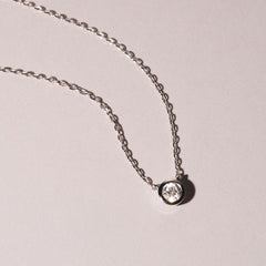 Horizon Round Cut Lab Diamond Solitaire Necklace 0.25ct H/SI in 9K White Gold