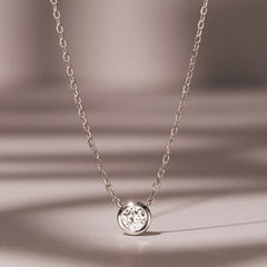 Horizon Round Cut Lab Diamond Solitaire Necklace 0.25ct H/SI in 925 Silver