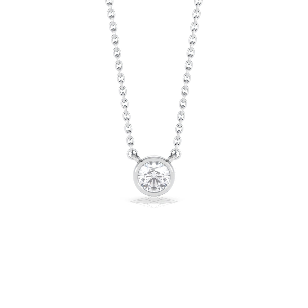 Horizon Round Cut Lab Diamond Solitaire Necklace 0.25ct H/SI in 9K White Gold