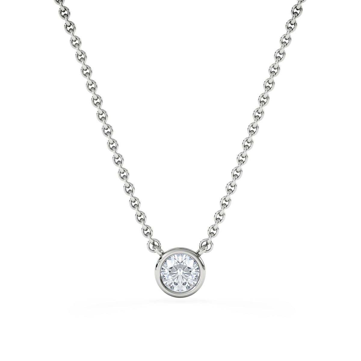 Horizon Round Cut Lab Diamond Solitaire Necklace 0.25ct H/SI in 925 Silver