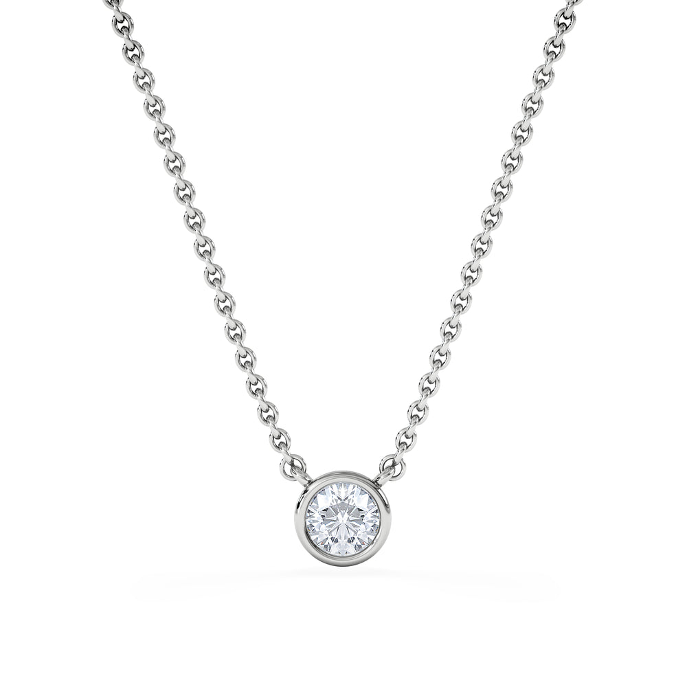 Horizon Round Cut Lab Diamond Solitaire Necklace 0.25ct H/SI in 9K White Gold